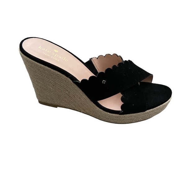 New Kate Spade Tegan Wedge Mule Slide Sandal Espadrilles Black size 9.5 - Picture 3 of 8